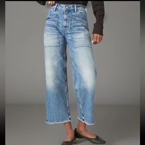 LUCKY BRAND Jeans Womens Size 6/28 Faded Blue Legend Patch Pocket Wide Leg Crop